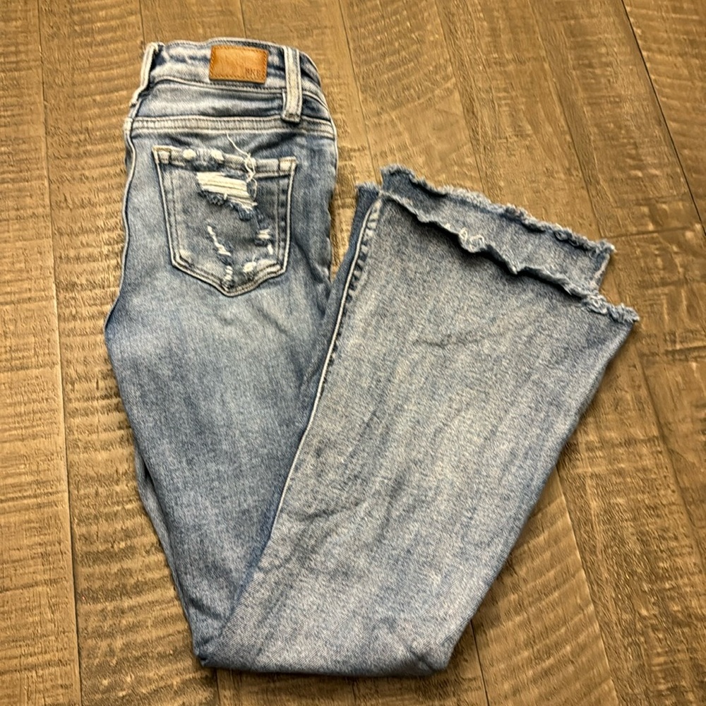 Bke flare jeans some distressing size 8